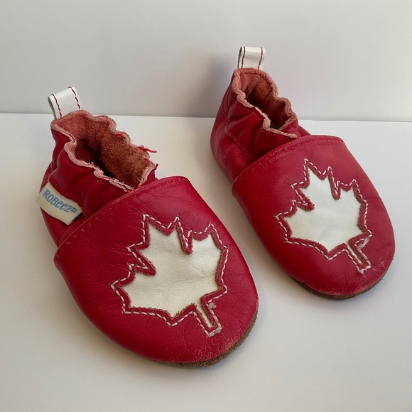 Robeez Canadian Maple Leaf Leather Baby Shoes Size 0-6 Months - Picture 1 of 13